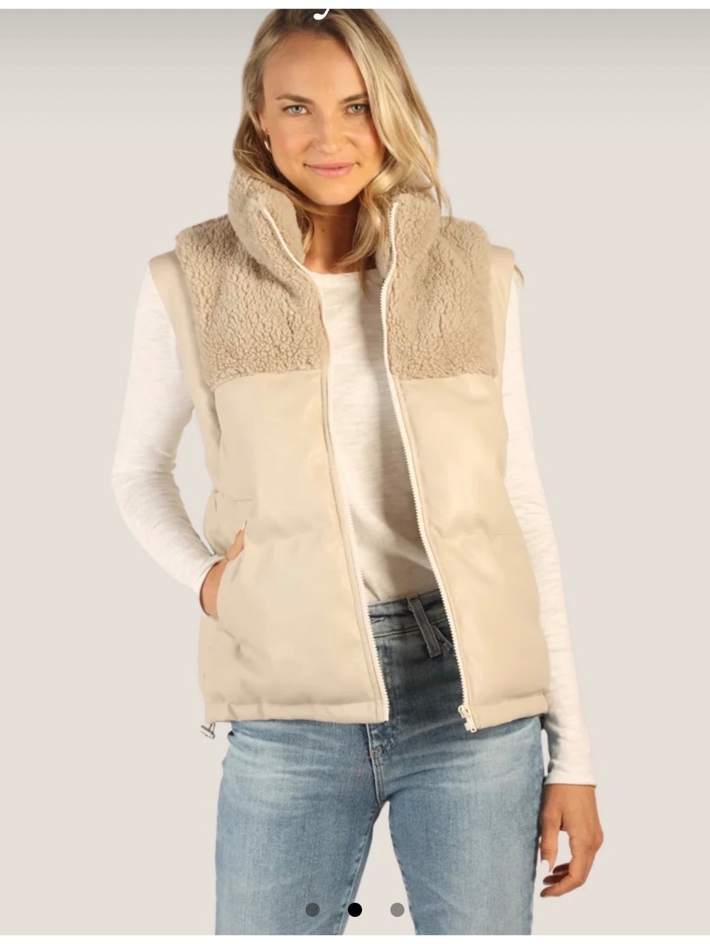 NWOT ACG Women's Beige Faux Leather and Sherpa Vest Medium